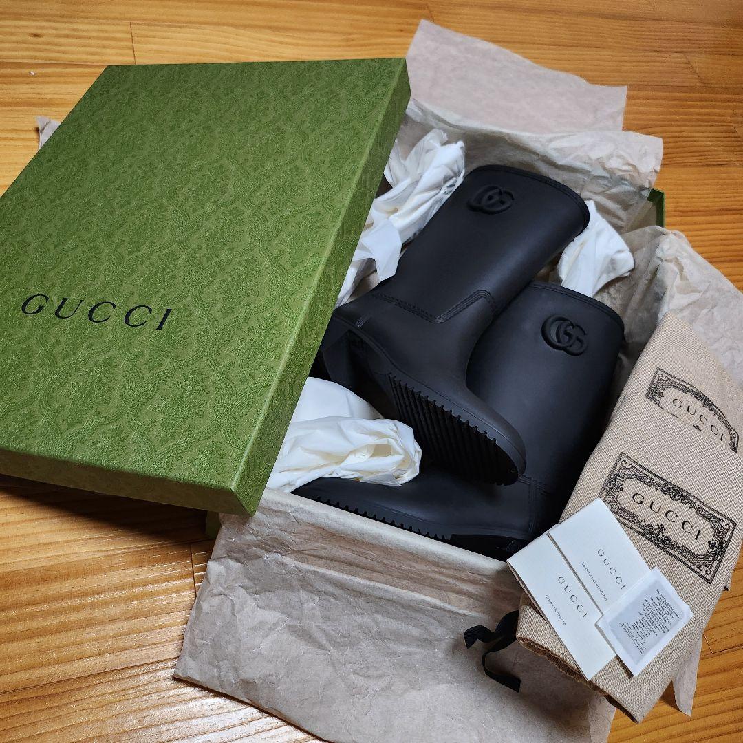 【新品】GUCCI 長靴 レインシューズ レインブーツ GGロゴ付き