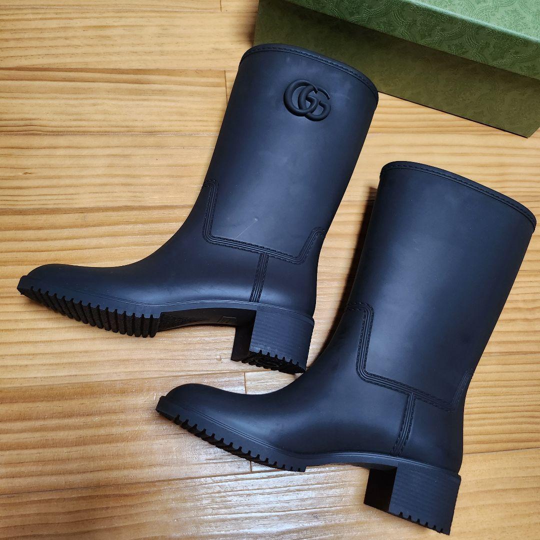 【新品】GUCCI 長靴 レインシューズ レインブーツ GGロゴ付き