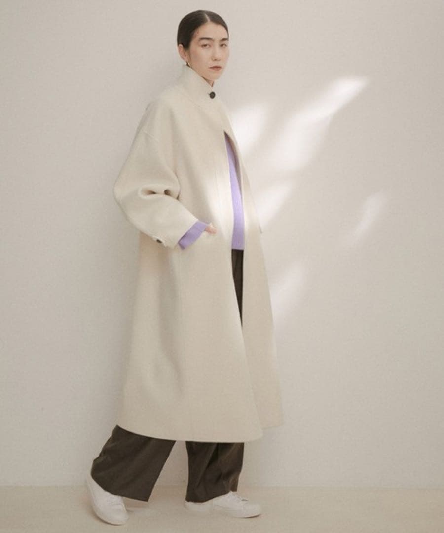 ピュアラムウールリバーミリタリースタンドカラーコート