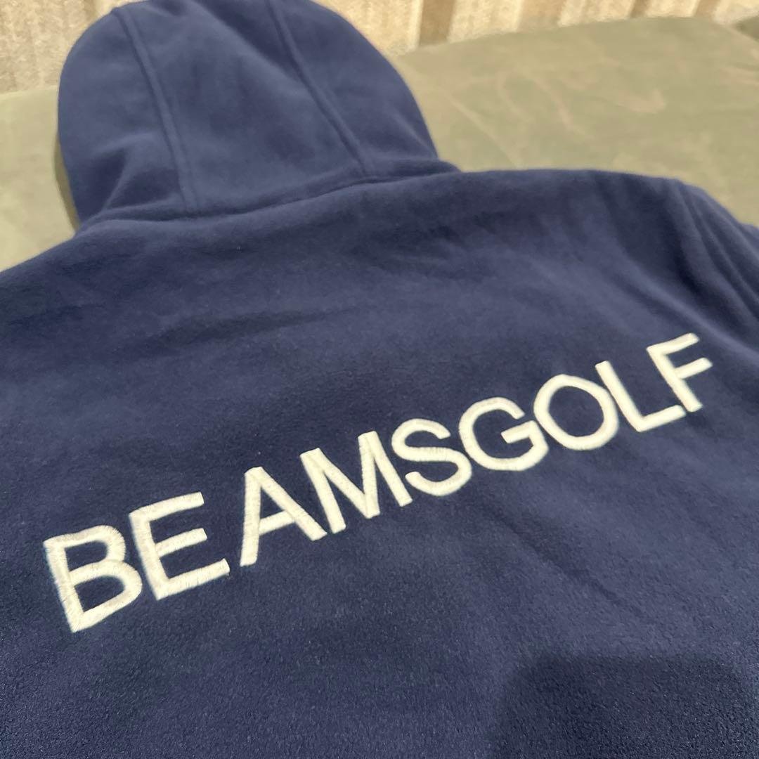 【BEAMS GOLF】 フード付きジャケット パーカー　フリース　ネイビー　L