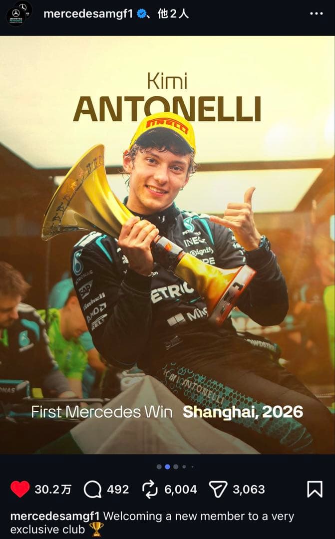 F1メルセデス 2025年チームカード キミ・アントネリ ミニヘルメット
