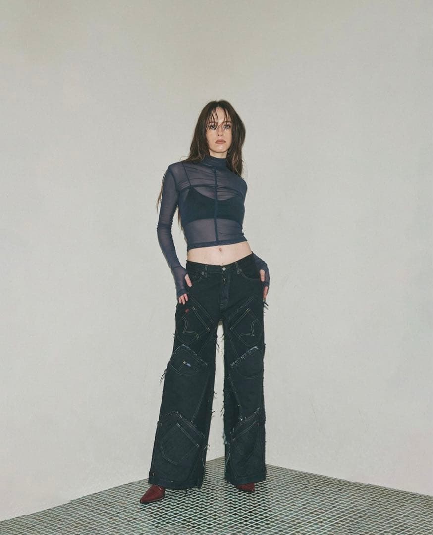 パンツ juemi Rise Linking Black Denim