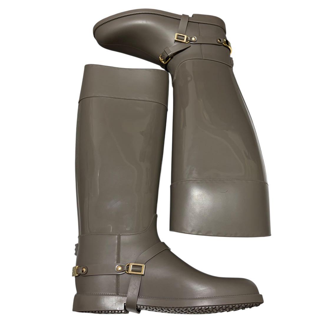 Jimmy Choo ジミーチュウ レインブーツ ラバー ロングブーツ グレー