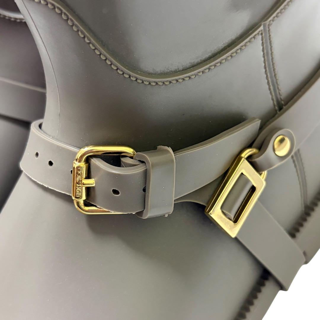 Jimmy Choo ジミーチュウ レインブーツ ラバー ロングブーツ グレー