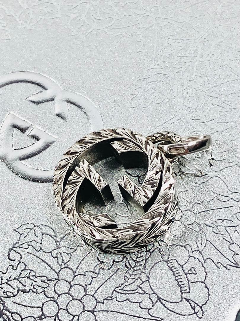 【美品】GUCCI ネックレス トップ925＋社外チェーン 男女兼用