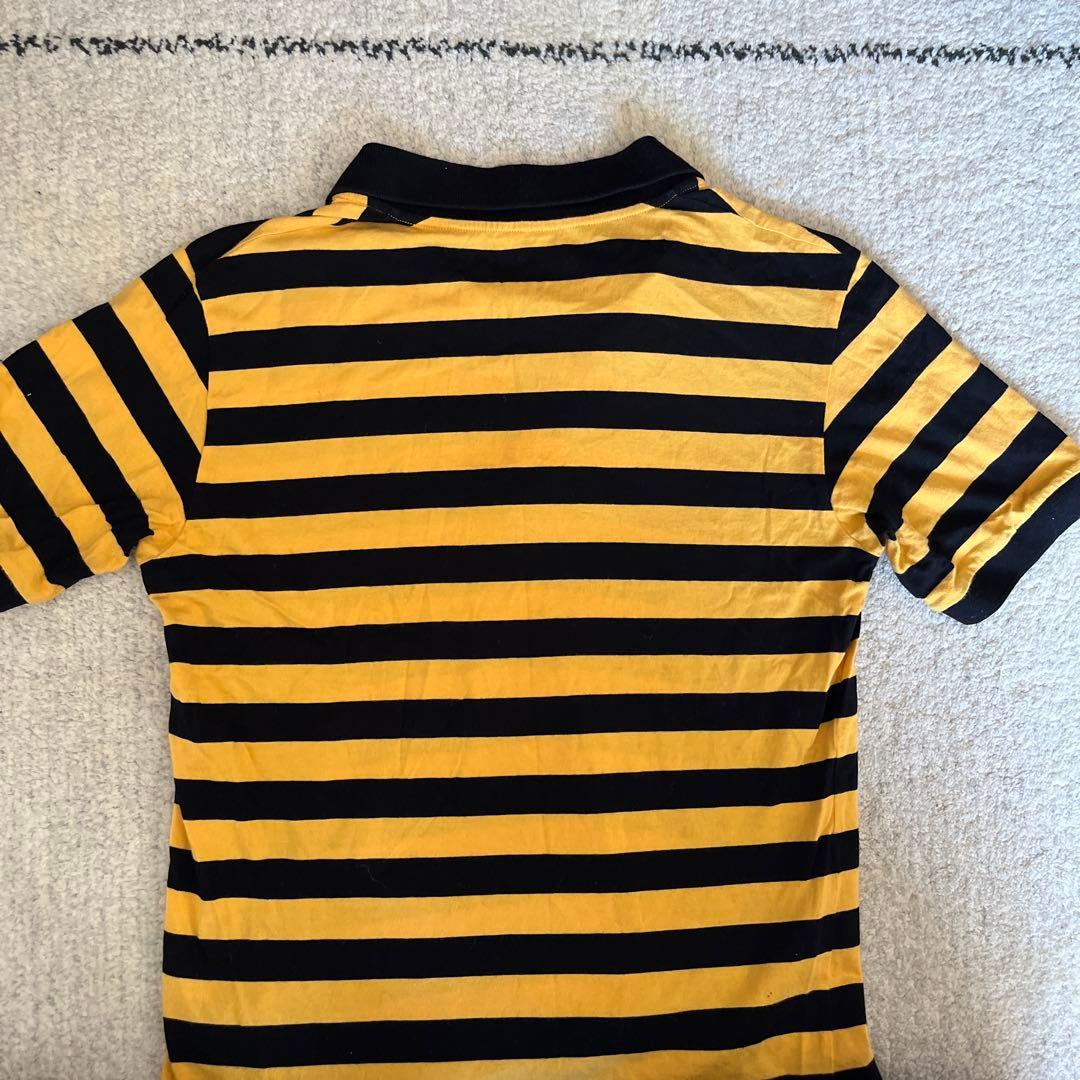 SAINT LAURENT 黒と黄色のストライプポロシャツ