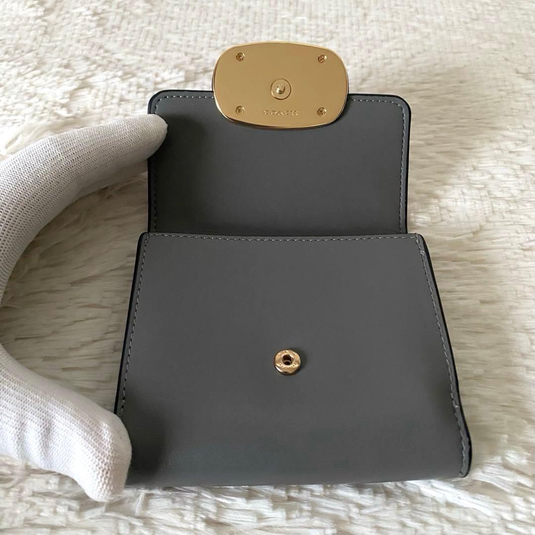 未使用品【COACH】エライザ スモール ウォレット二つ折り財布 グレー 大人気