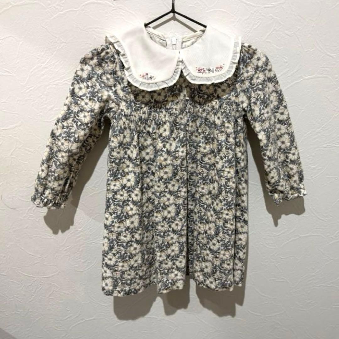 こ*ん様 ファミリア 花柄長袖ワンピース 90cm