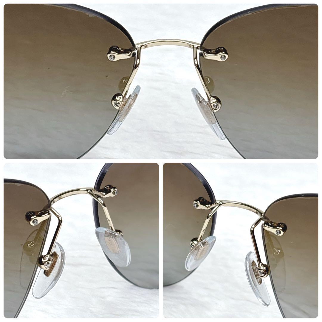 廃盤モデル✨BVLGARI ファンモチーフ　ストーン　リムレス サングラス