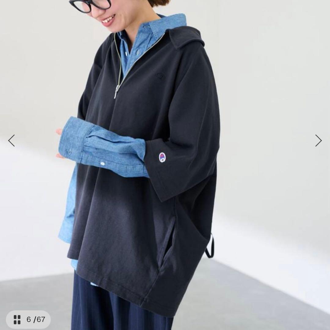 FRAMeWORK チャンピオン別注 JERSEY HALF ZIP TEE