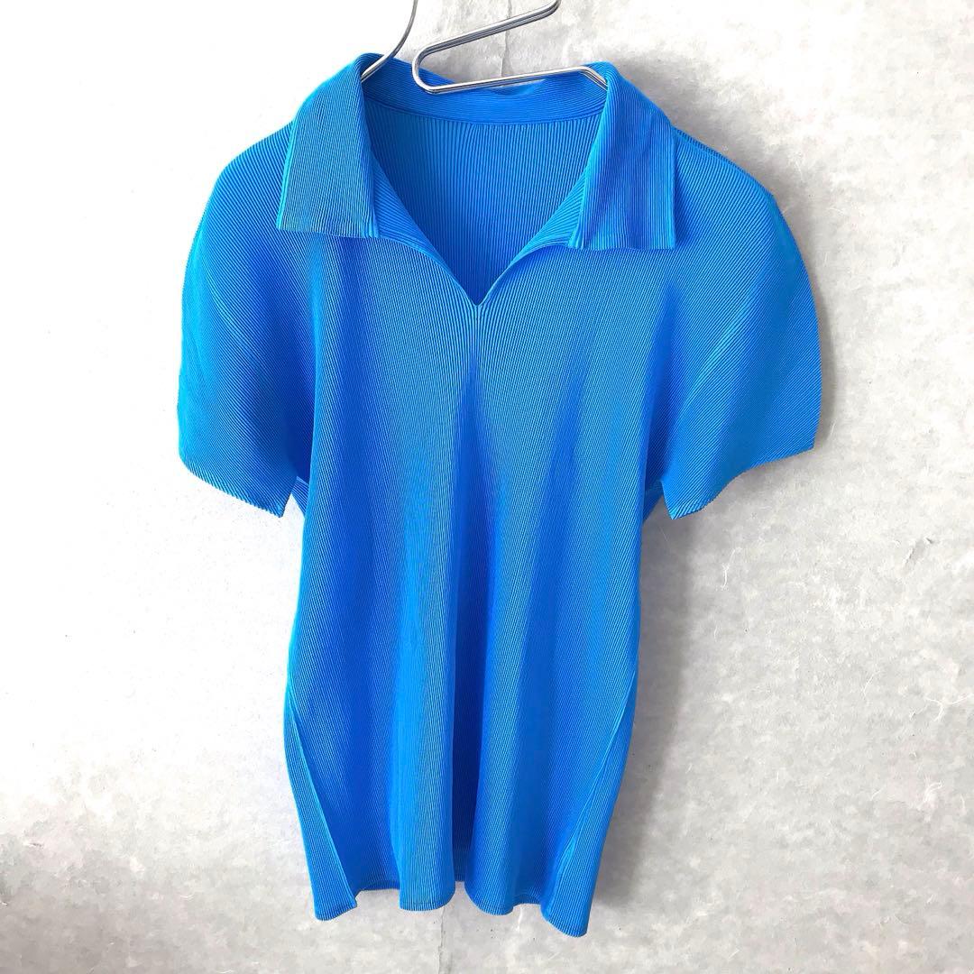 PLEATS PLEASE イッセイミヤケ プリーツ カットソー ブルー 3