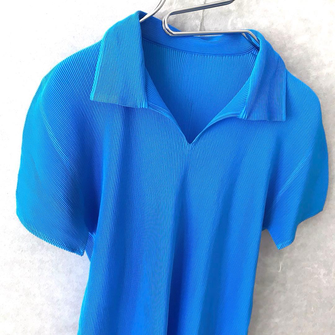 PLEATS PLEASE イッセイミヤケ プリーツ カットソー ブルー 3