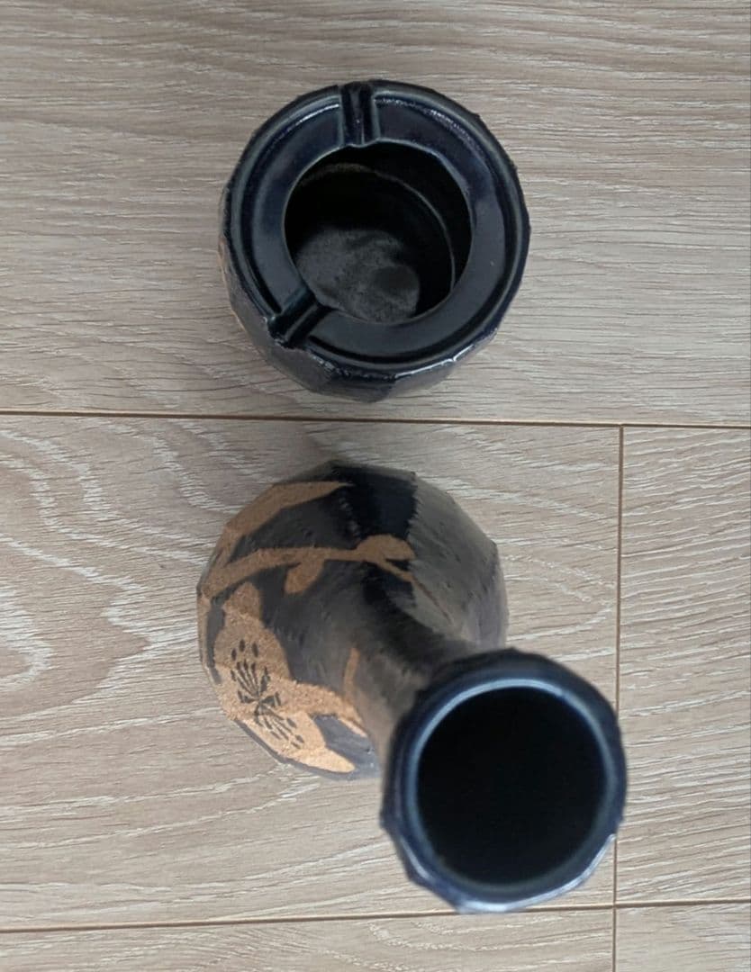 陶器製 灰皿＆徳利セット 木箱付き