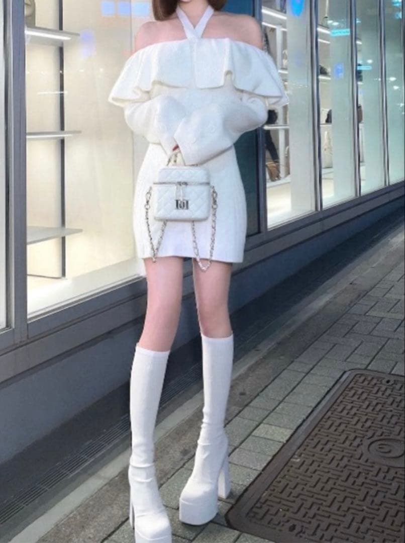 【Darich】❤︎ダーリッチ❤︎ウルトラストレッチロングブーツ　アイボリー M