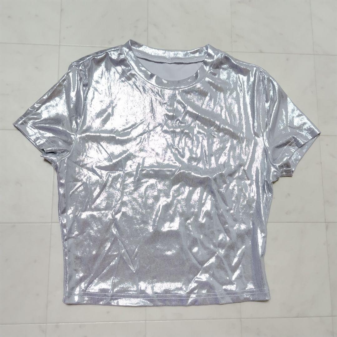 新品 メタリック Tシャツ 2点セット 半袖 ゴールド シルバー 光沢 ピタT