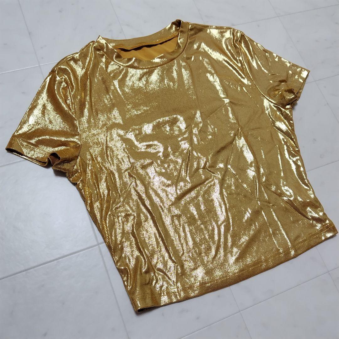新品 メタリック Tシャツ 2点セット 半袖 ゴールド シルバー 光沢 ピタT