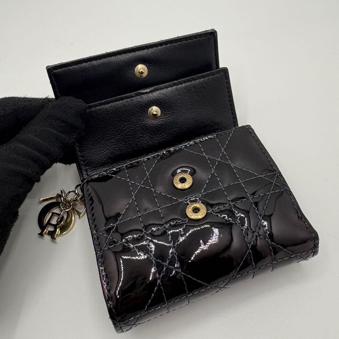 DIOR☆レディ ディオール☆エナメル☆ロータスウォレット☆カナージュ☆財布