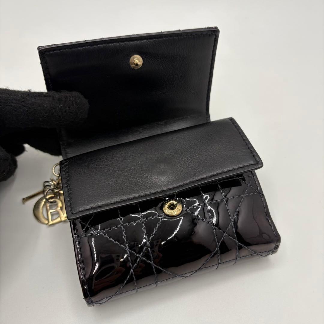 DIOR☆レディ ディオール☆エナメル☆ロータスウォレット☆カナージュ☆財布