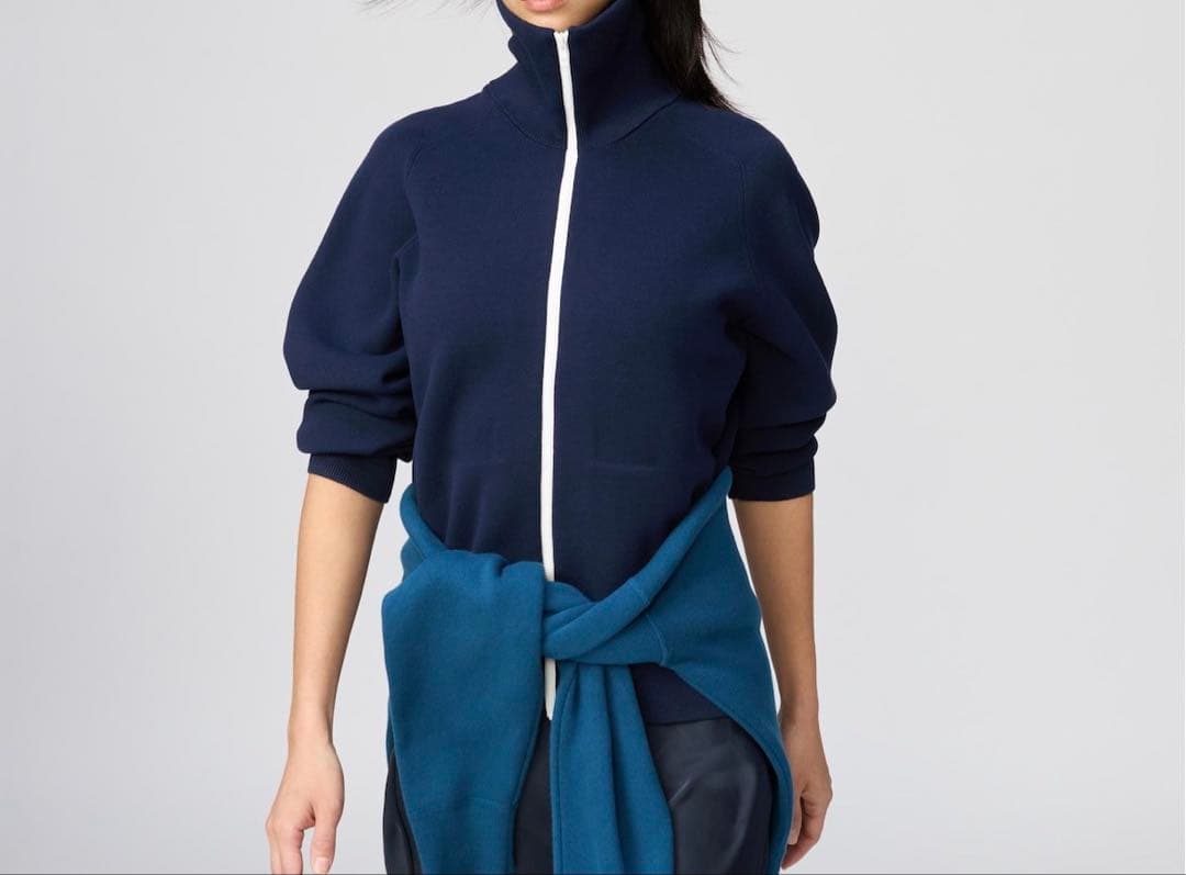 UNIQLO C ミラノリブフルジップカーディガン　ネイビーＭ