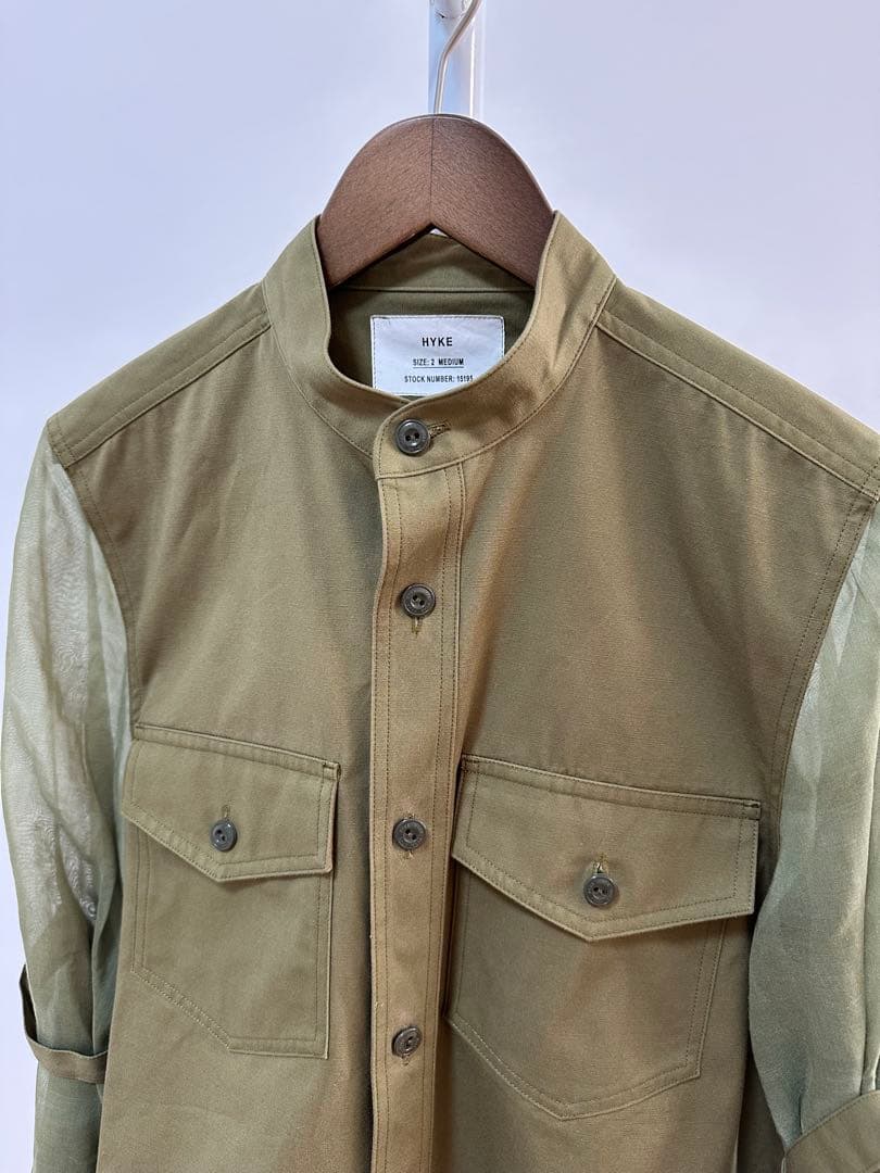 HYKE美品⭐️ハイクミリタリーシアースリーブシャツジャケットブルゾンコットン