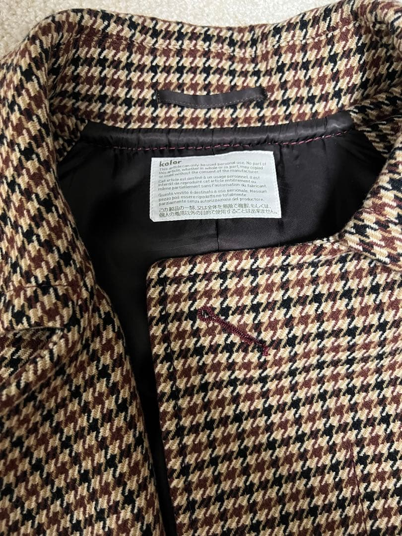 kolor 18AW ガンクラブチェックコート サイズ1 ベージュ