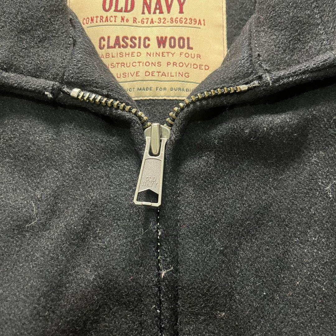90s 古着 OLD NAVY ウール スポーツジャケット 黒 スイングトップ