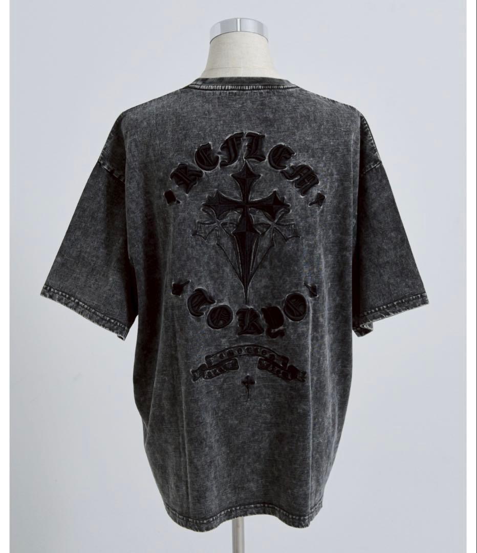 REFLEM レフレム クロス刺繍半袖Tシャツ グレー