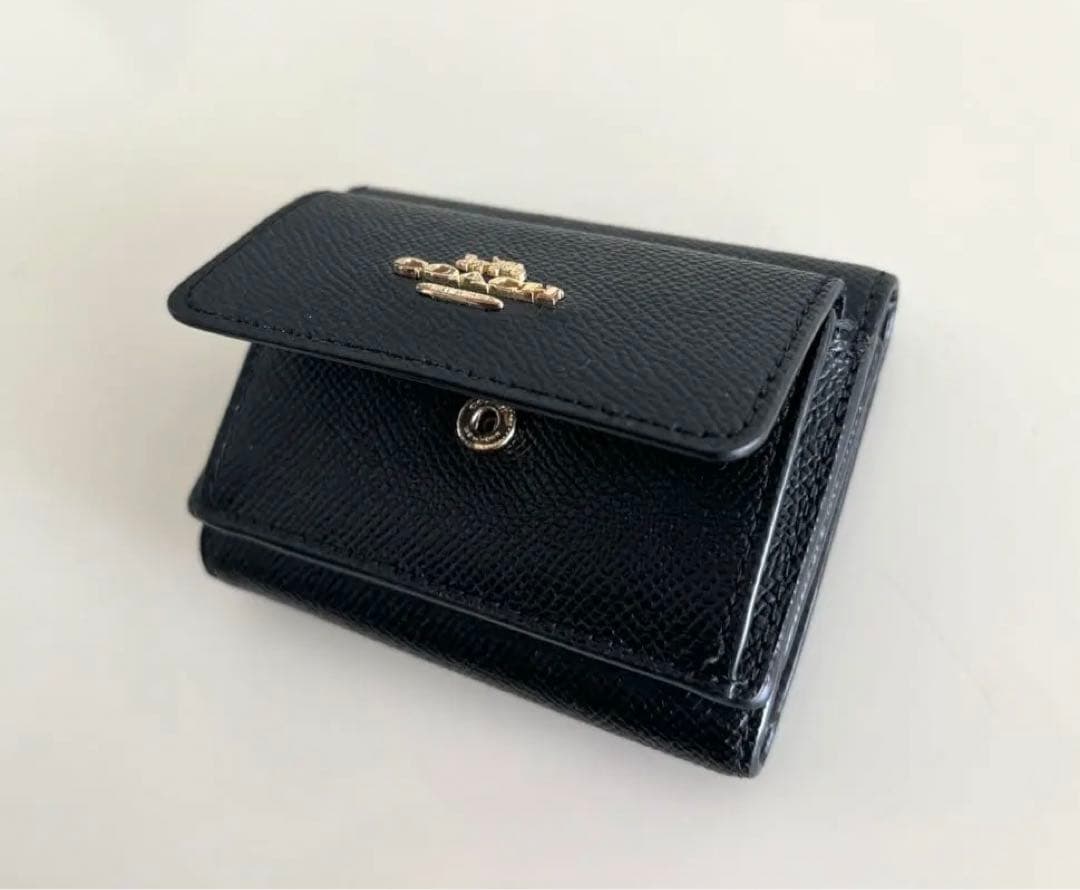 世*ん様 極美品 COACH ミニ財布 三つ折り財布 ブラック