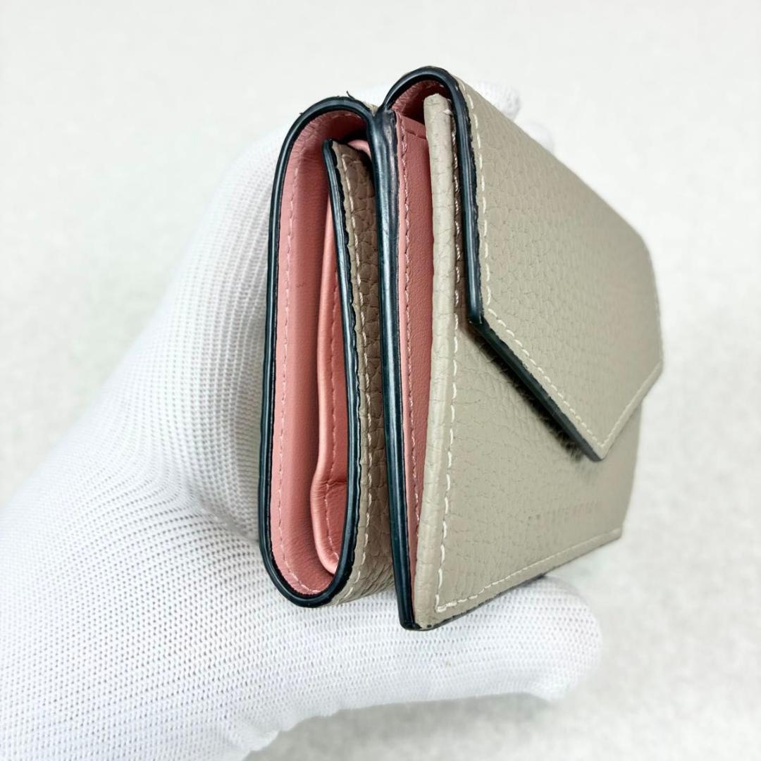 ボナベンチュラ 三つ折り財布 スモール ウォレット グレージュ シュリンクレザー
