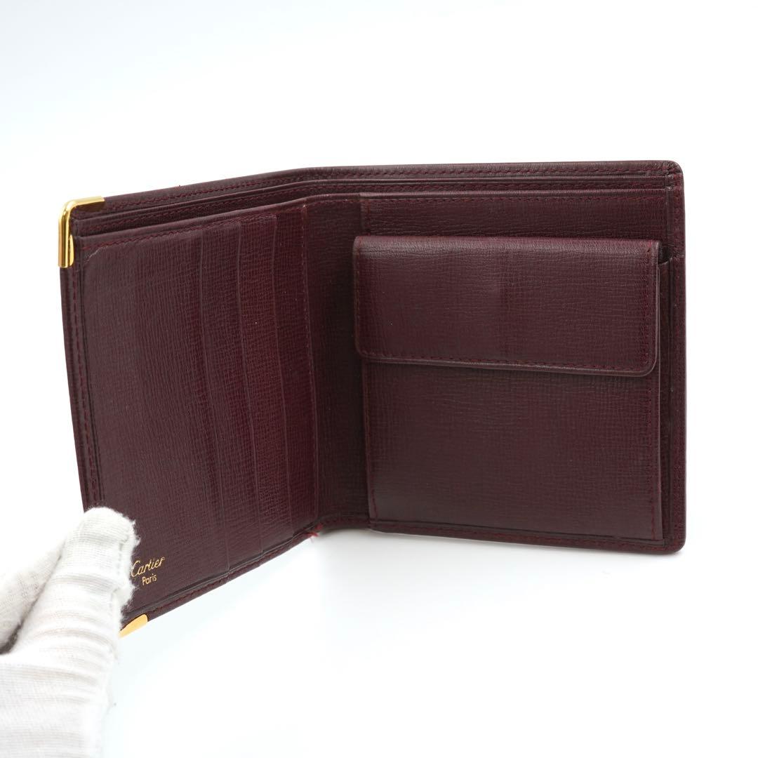 極上美品　Cartier カルティエ　二つ折り　マストライン　レザー　ボルドー