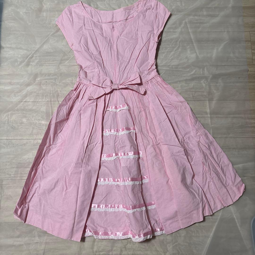Emily temple cuteピンクチェックワンピース+バッグ+ネックレス