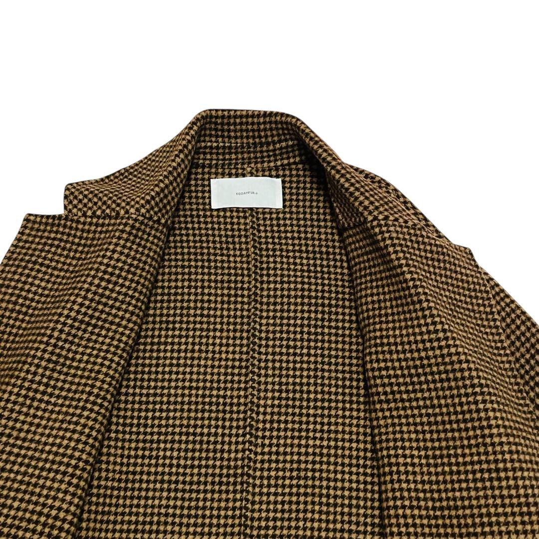 TODAYFUL トゥデイフル オーバーチェックコート 38 ブラウン ロング