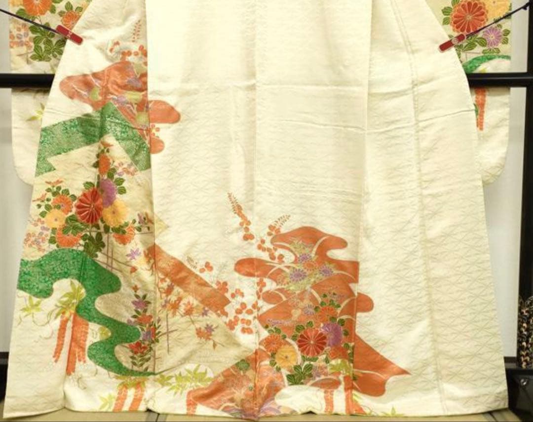 振袖 フルセット6点サイズM〜Ｌ駒刺繍　草花文　暈し染め　金銀彩　正絹