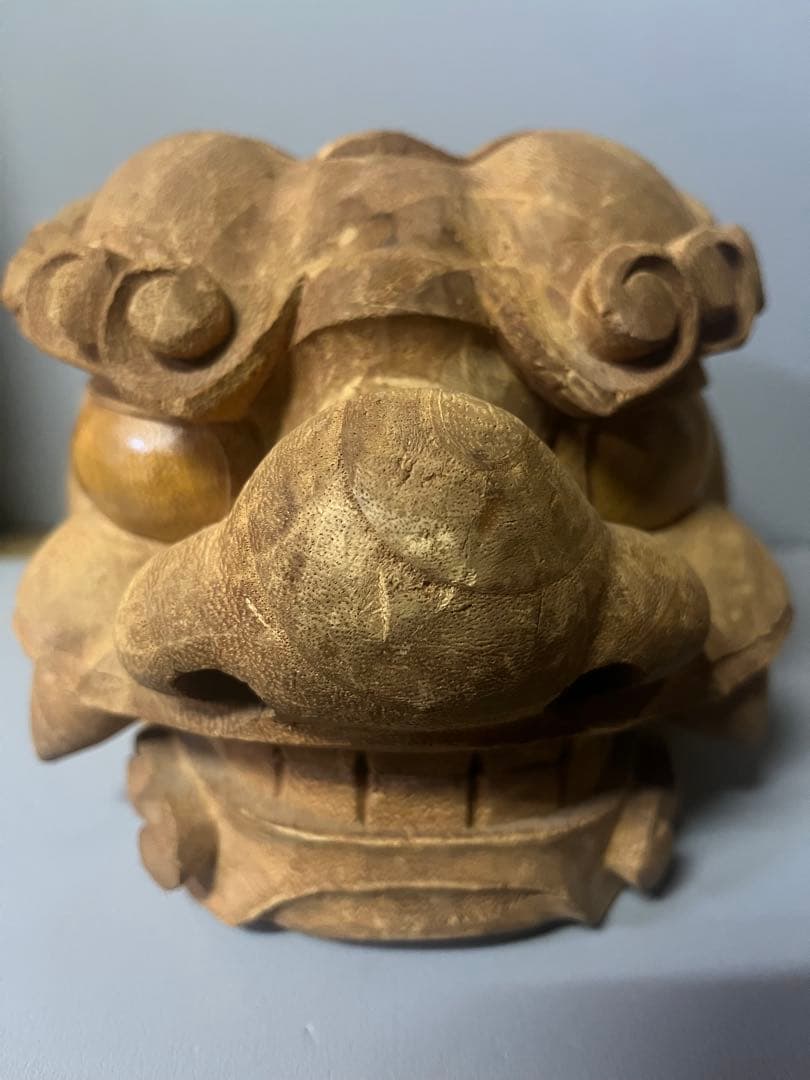 木製 獅子頭　高級手彫り　彫刻　26