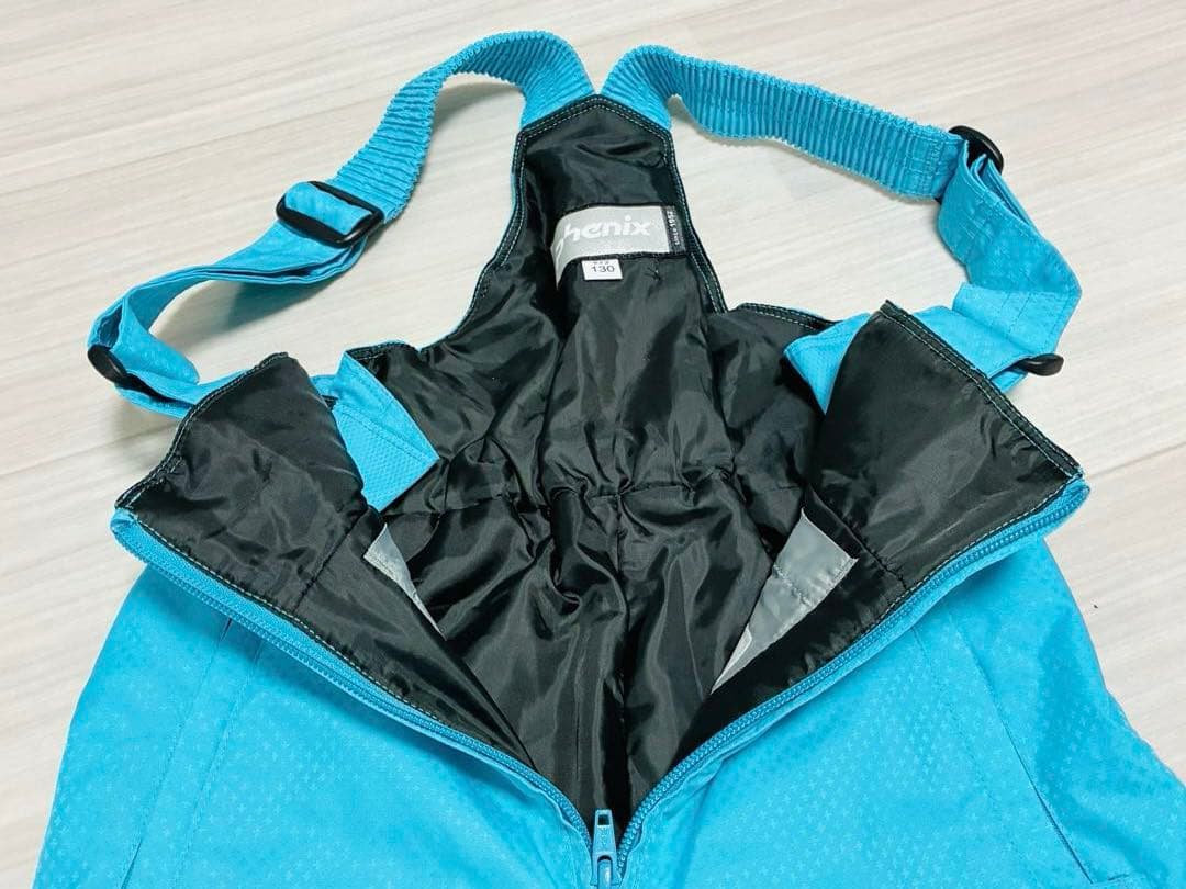 美品　phenix キッズ　スキーウェア　130 白　水色　花　ターコイズブルー