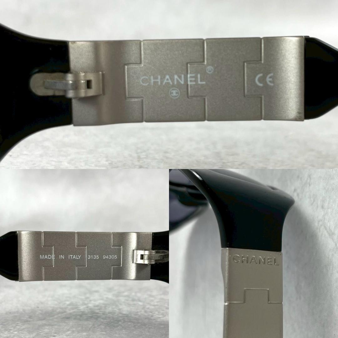 希少　CHANEL シャネル　ロゴ　スクエア　メタル　サングラス　13135　黒