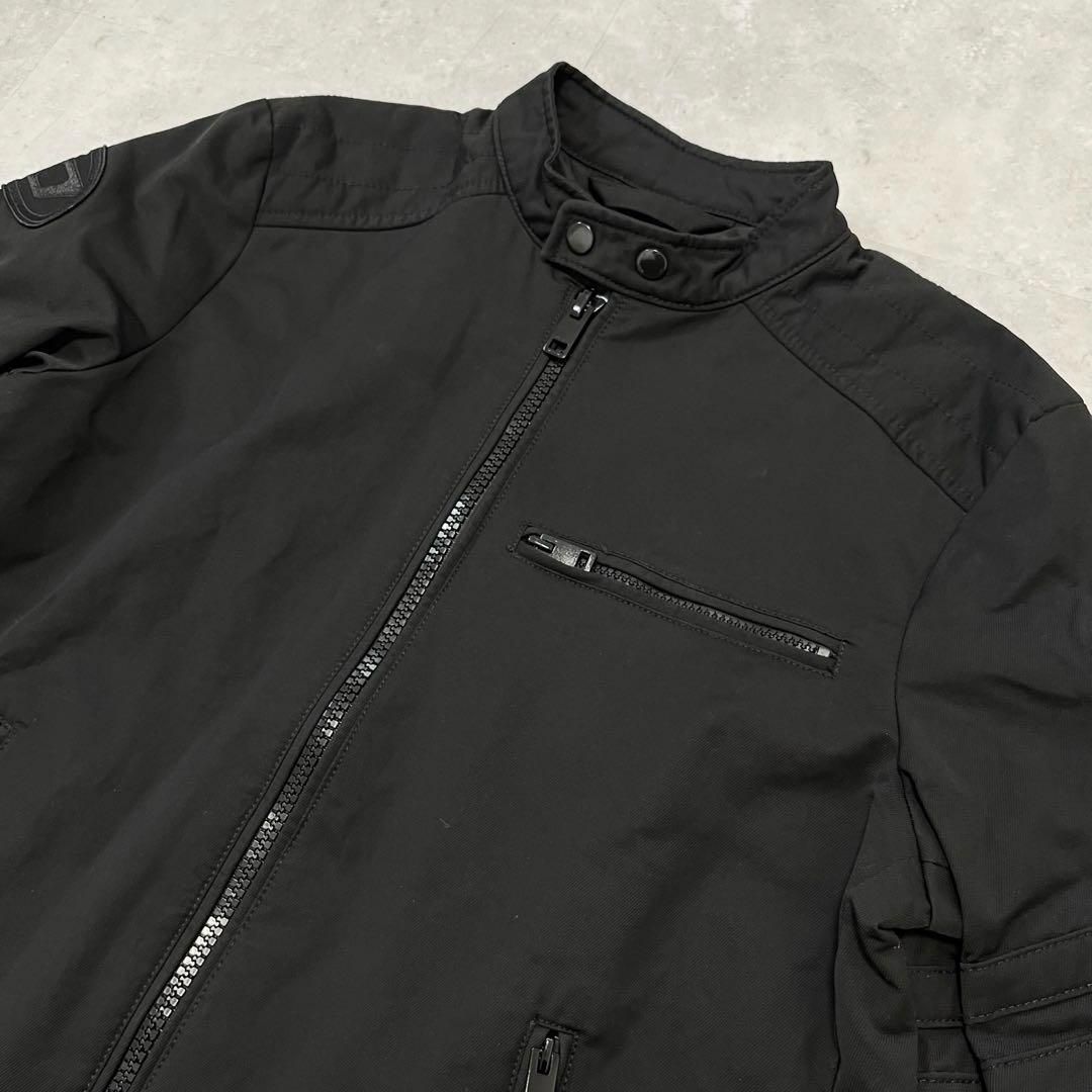 美品 DIESEL ライダースジャケット Dロゴワッペン L ブラック