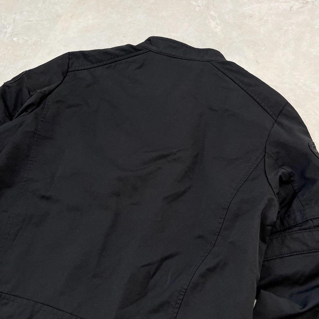 美品 DIESEL ライダースジャケット Dロゴワッペン L ブラック