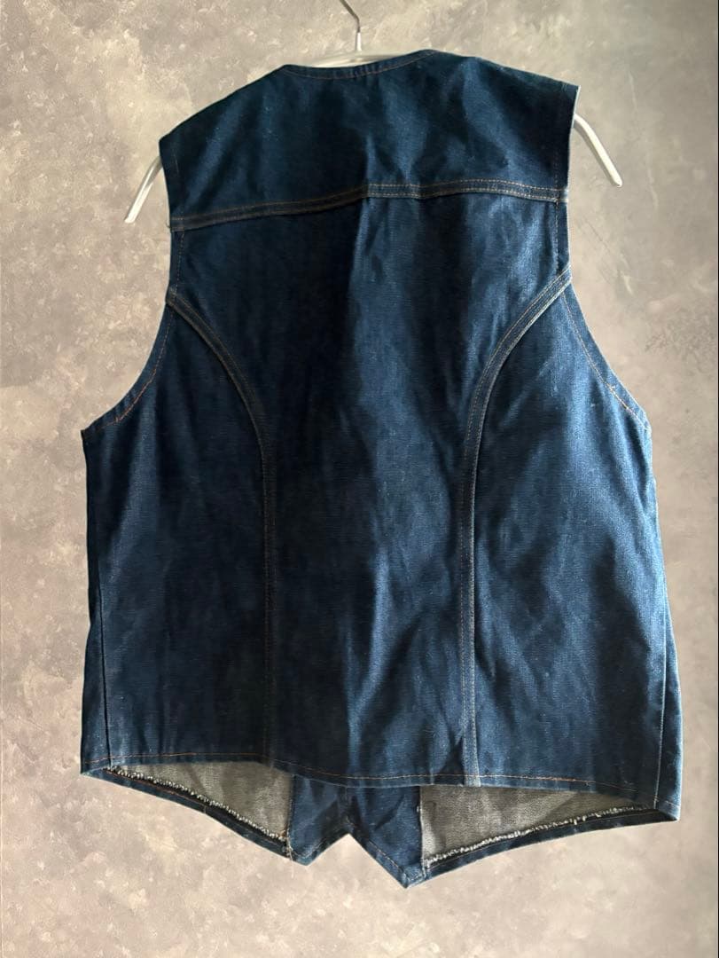 『vintage』70s Wranglerデニムベスト　ウエスタン風　美品
