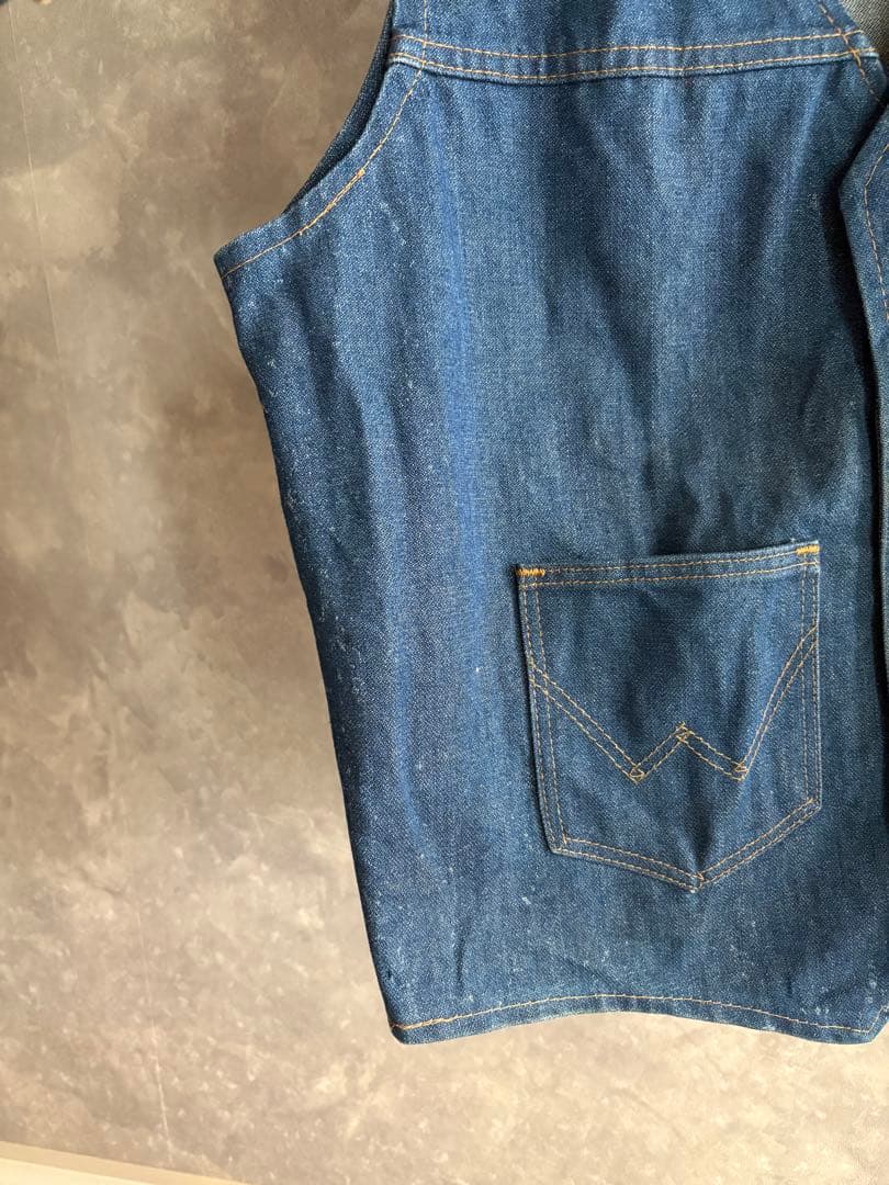 『vintage』70s Wranglerデニムベスト　ウエスタン風　美品