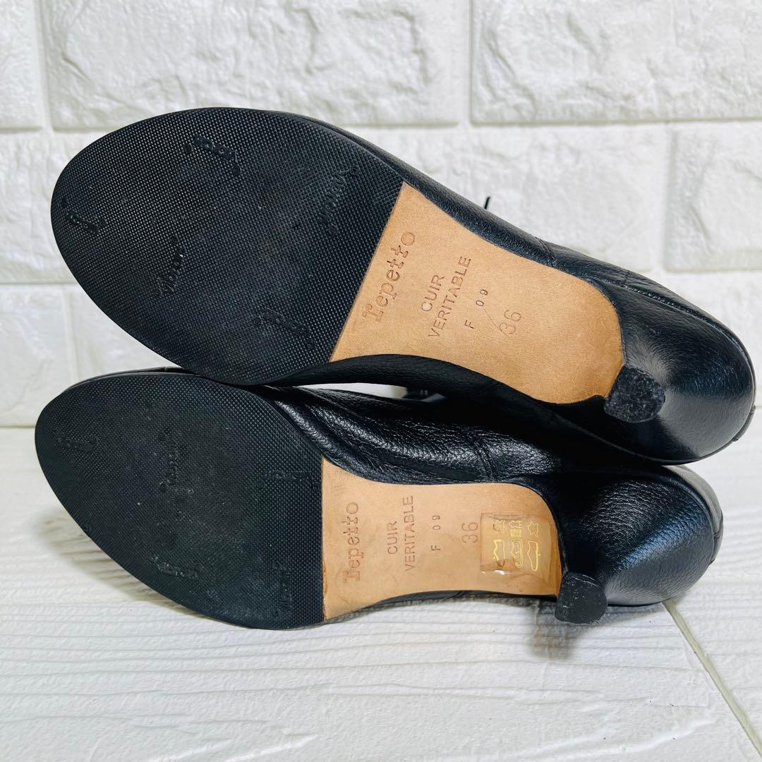 repetto レペット レースアップショートブーツ 黒 36 本革 23cm