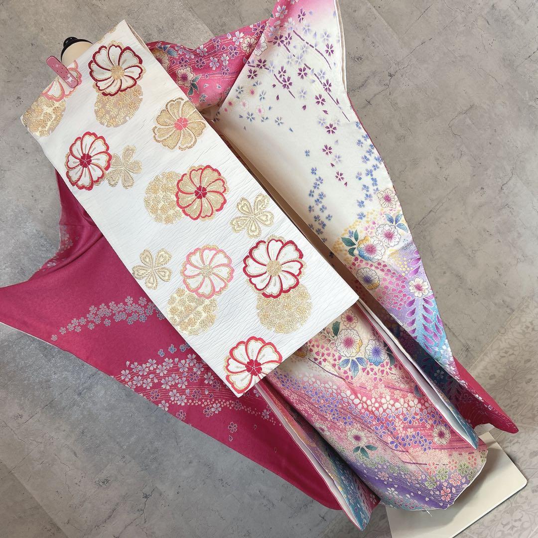 振袖　フルセット　辻が花　本加工　さが美　ピンク　可愛い　華やか　m3