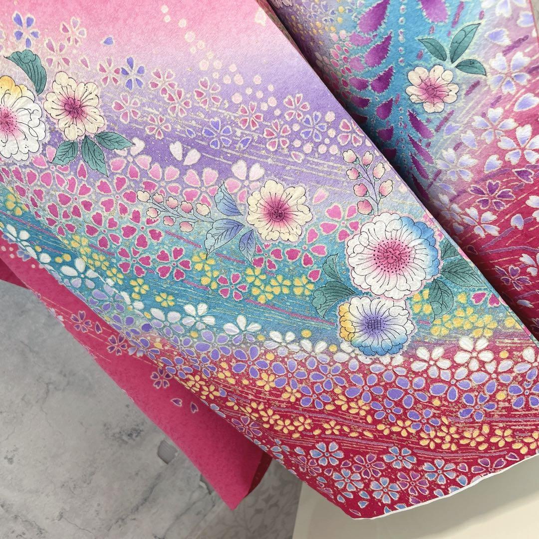 振袖　フルセット　辻が花　本加工　さが美　ピンク　可愛い　華やか　m3