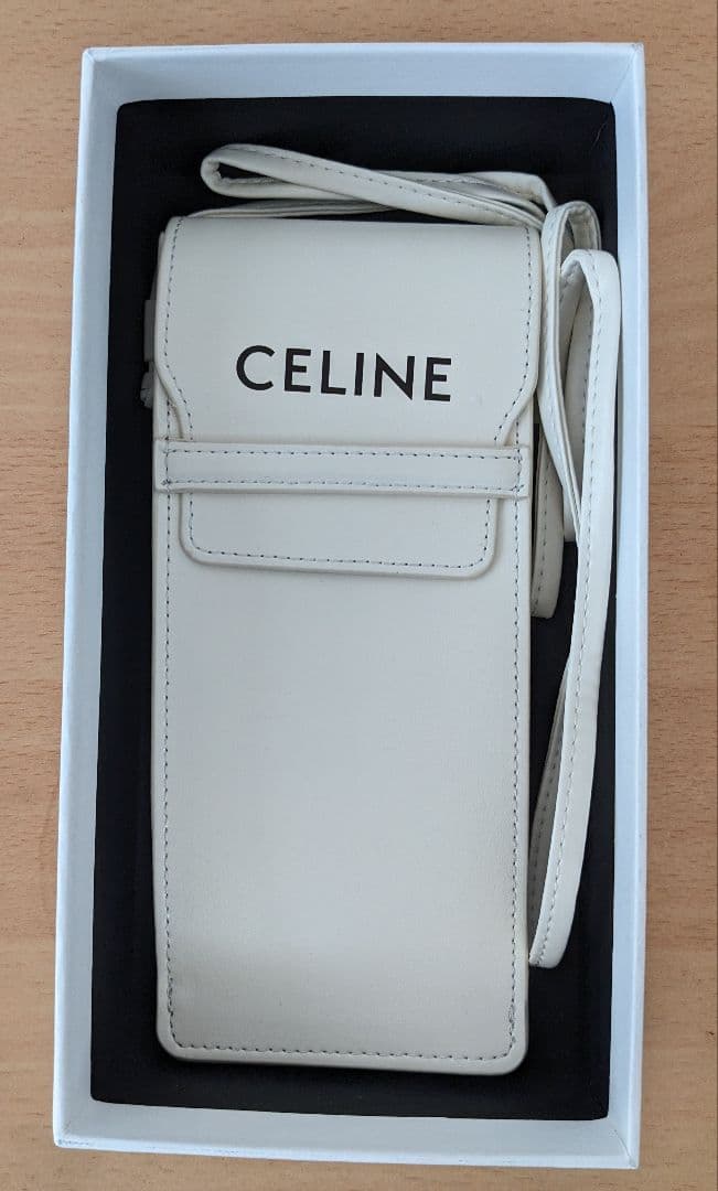 CELINE ホワイト サングラスケース　ストラップ付きケース
