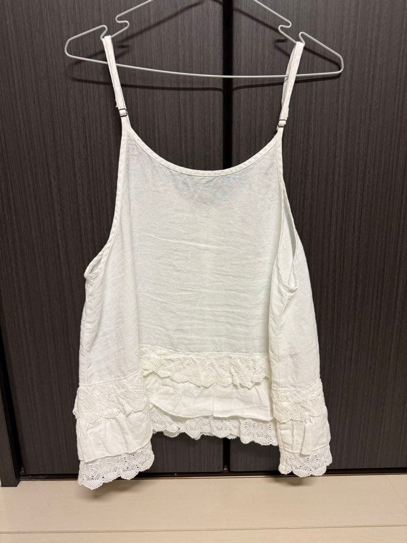 【お値下げ中】ネストローブ　リネンレースヘムキャミソール　nest robe
