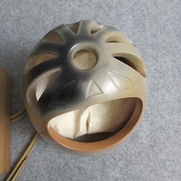 深草焼雲華風炉師浅尾宗筌菊透かし手焙共箱 [B28389]