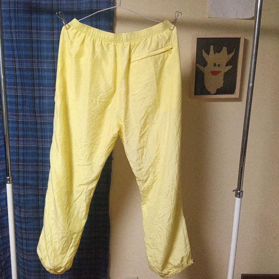 supreme トラックパンツ　S　黄色✕白　シルク製