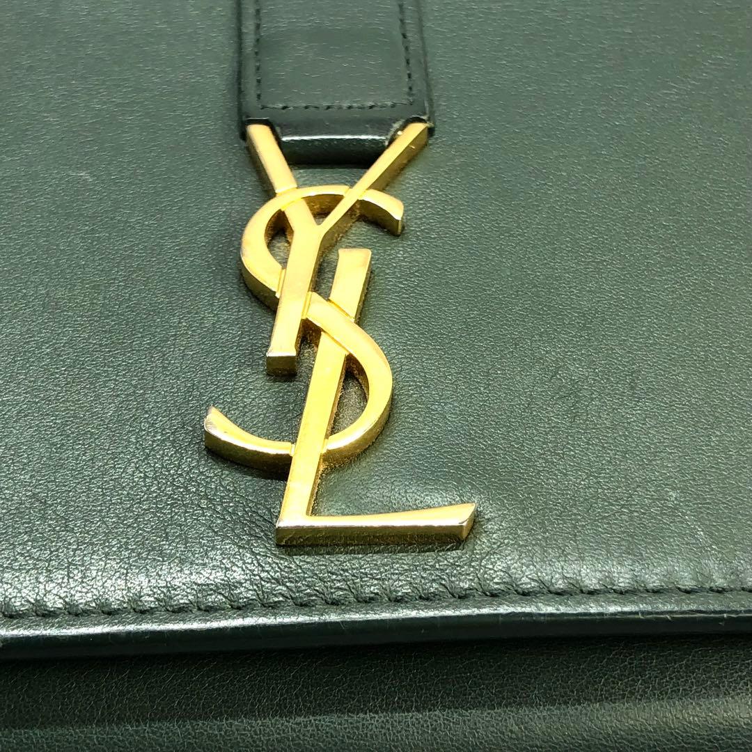 サンローラン 長財布 フラップウォレット ダークグリーン YSL カサンドラ