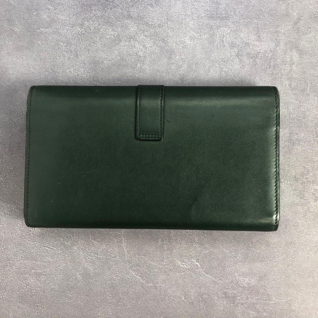 サンローラン 長財布 フラップウォレット ダークグリーン YSL カサンドラ