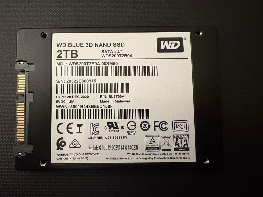 内蔵型SSD Western Digital SSD 2TB WDS200T2B0A